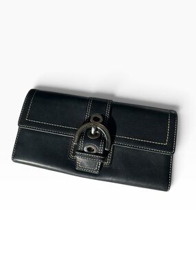 Y2K Coach Soho Black Bifold Wallet with Buckle